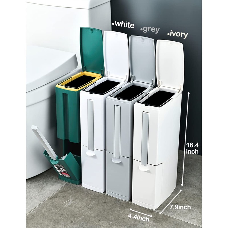 COMODID Slim Bathroom Trash Cans with Lid 4.4 Inches Wide/0.7