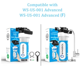 WINGSOL WINGSOL Under Sink Water Filter Replacement with Multi Layer Pleated Material, Removes 99.99% Chlorine, Lead, Heavy Metals, Odors/Contaminants, Model# WS-USRF-001 advanced: Lead Reducer