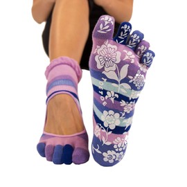 TOETOE - YOGA&PILATES - Anti-Slip Sole Serene Ankle Toe Socks (UK 6-8.5 | EU 40-43, Pink)