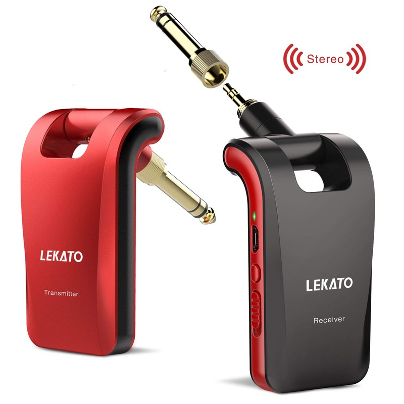 LEKATO 2.4GHz Wireless Guitar System - 6 Channels Rechargeable Wireless