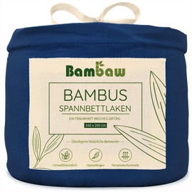 Bed Sheet Navy Blue Fitted Sheet 160 x 200 cm Bamboo Fabric Cooling Sheet Soft Fitted Sheet Allergy Sufferers Sleep Better Bambaw