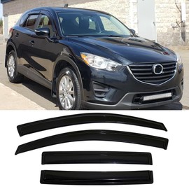STARTSHIP 94364 Side Window Visors Wind Vent Deflector,4pcs Outside Mount Tape-On Nice Sun Rain Guards Set for 2013-2016 Mazda CX-5
