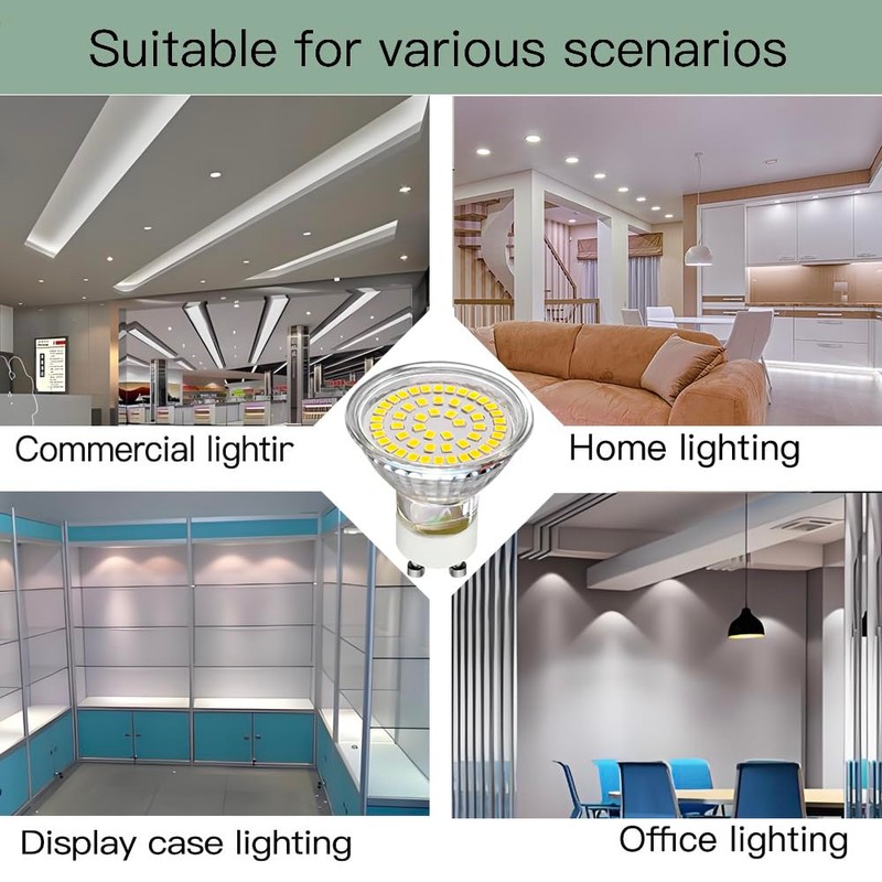 CQTLED GU10 LED Light Bulbs 5W,Daylight White 6000K 500LM,110-220V,120°Wide Angle,Replaces