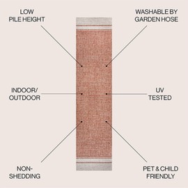 JONATHAN Y TSN213B-28 Alda Modern Minimalist Mingled Solid Salmon/Cream 2 ft. x 8 ft. Indoor/Outdoor Runner Rug, Easy Cleaning, Non Shedding, Perfect for Patio, Backyard, Porch