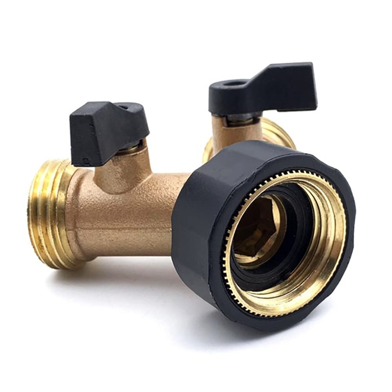 ANCLLO Garden Hose Splitter 2 Way-Y Connector Brass Garden Hose