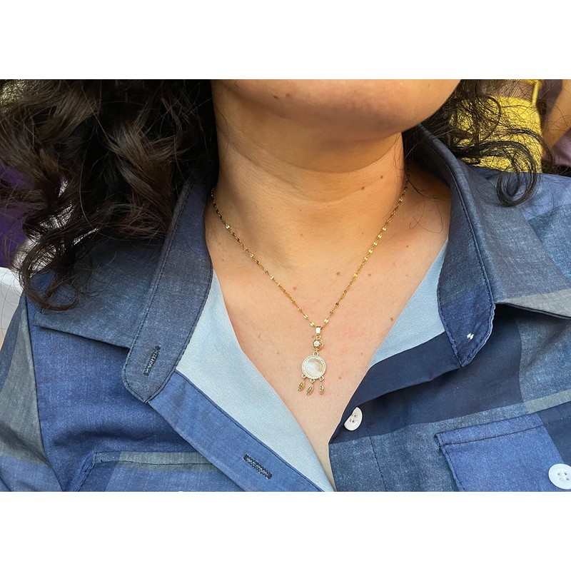 Collar Atrapasueños Chapado En Oro 18k para mujer Con Cadena