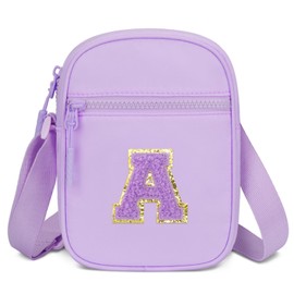 CLOUDWINGS Birthday Gift for Girls Initial Kids Crossbody Purse Toddlers Bag for Age 3-10 (Purple A)