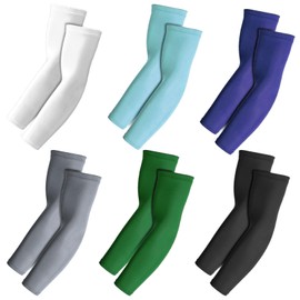 SAIIURV 6 Pairs of Arm Sleeves Cooling Sports Arm Warmers for Men Women Summer Outdoor Work Arm Protection Sun Protection Arm Sleeves Elastic Cooler Tattoo Arm Sleeves for Basketball Hiking Running