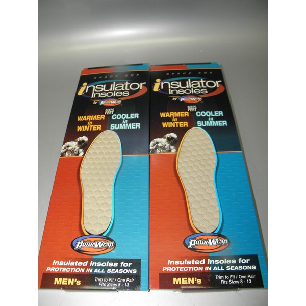 TWO PAIR POLAR WRAP INSULATOR INSOLES MEN'S 8-13 WARM IN WINTER COOL IN SUMMER