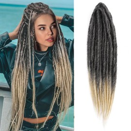 BRUNNACE Dreadlock Extensions 24inch Soft Crochet DE Dreads Reggae Style Synthetic Braiding Hair 10 Strands Handmade 0.6 cm Width Loc Extensions (24inch, 1B/613)