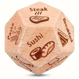 Food Decision Dice Decider Date Night Ideas Games 12-Sided Muti-Choice Wooden Valentines Day Birthday Gifts Romantic Gifts