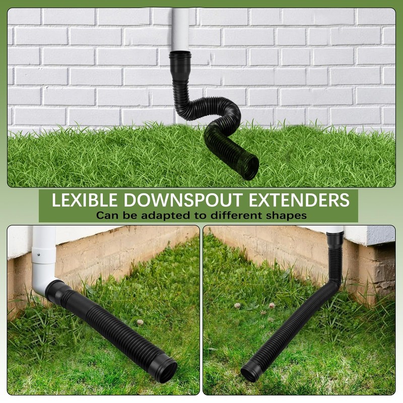 AROMUJOY 1 Piece Drain Flexible Downpipe Extension, Round Extendable Rain