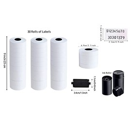 30 rollos de calcomanías blancas de precios de 2 líneas, 15000 etiquetas con 3 tintas para MX6602 YH-689 HM-689 MX6600 pistola etiquetadora etiquetado