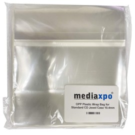 Mediaxpo 300 OPP Plastic Wrap Bag for Standard CD Jewel Case 10.4mm