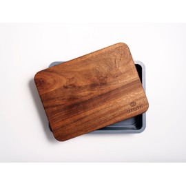Babadoh Dough Trays & Walnut Board Set – Includes 2 Steel Coloured Durable, Stackable Trays & 1 Walnut Board – Versatile Storage & Serving Solution for Pizza Lovers – Home & Outdoor Adventures