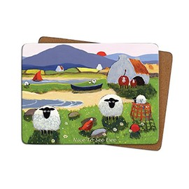 Irish Placemat With Sheep Standing By a Lake with the Text 'Nice To See Ewe'