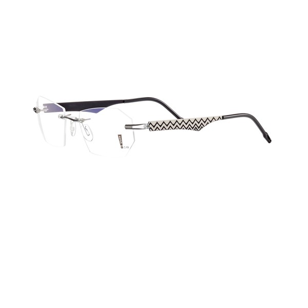 Switch it! Interchangeable Glasses Set Stainless Steel Frame Zigzag Pattern in Various Colours, 3161: black-silver
