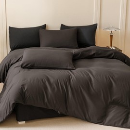 Houseri Dark Brown Comforter Set King 3 Piece Dark Chocolate Bedding King Size Lightweight Black Coffee Bed Set Soft Comfy Quilt Blanket King