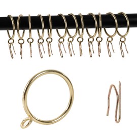 Curtain Drapery Hanging 1inch-Internal Diameter - Curtain Rings with Hooks Eyelet for Window Door Curtain Gold Zocang