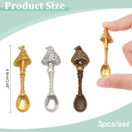NBEADS 3 Pcs Alloy Mushroom Pendants, Spoon Alloy Pendants Wire Wrapped Necklace Spoons Pendants for DIY Craft Jewelry Making Necklace Bracelet Key Chain, 6.8cm Long