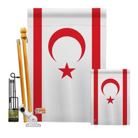 Nationality Cyprus Northern Garden House Flags Kit Regional Nation International World Country Particular Area Small Decorative Gift Yard Banner Double-Sided Made in USA 28 X 40