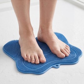 Shower Foot Scrubber Mat, Compact Lightweight Accessory for Travel and Daily Use - Silicone Shower Foot Scrubber Mat