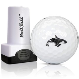 Ball Tatt - Orca Black Golf Ball Stamp, Golf Ball Stamper, Self-Inking Golf Ball Stamp Markers, Reusable Golf Ball Marking Tool to Identify Golf Balls, Golfer Gift Golfing Accessories