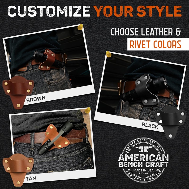 American Bench Craft Tactical Leather Flashlight Holster | EDC Flashlight