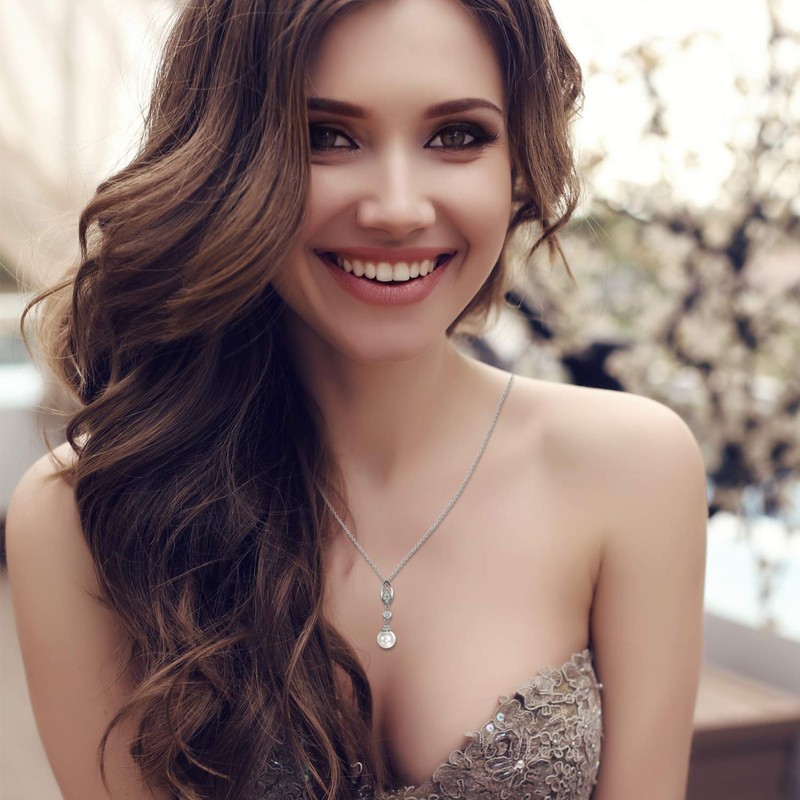 Aroncent Women's Necklace 925 Sterling Silver Chain Adjustable Necklace with