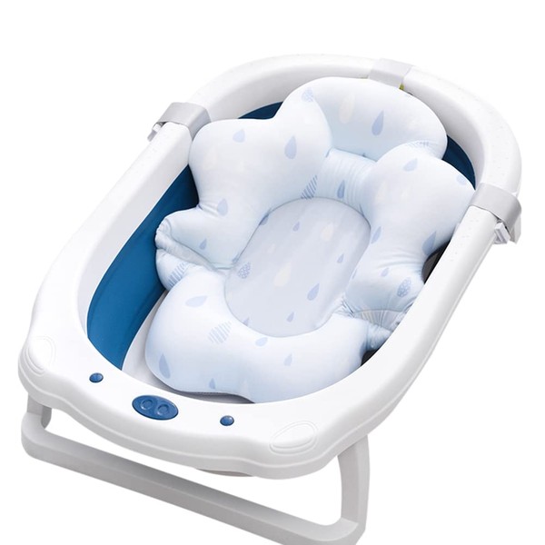 Baby Bath Pillow, Baby Bath Pillow, Newborn Toddler Baby Bath Seat Bath Mat with Safety Belt, Non-Slip Bath Pillow Bath Support Bath Accessories for Babies from 0-12 Months