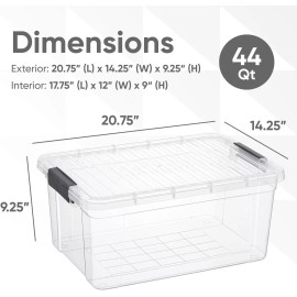 Superio Clear Storage Bins with Lids, 5 Pack- Plastic Storage Boxes - 36 Quart