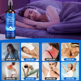 Liefiet Magnesium Oil Spray 8.6Fl Oz, Pure Magnesium Spray for Feet, Body and Skin, Topical Mg Oil, Easy to Absorb, Unsented