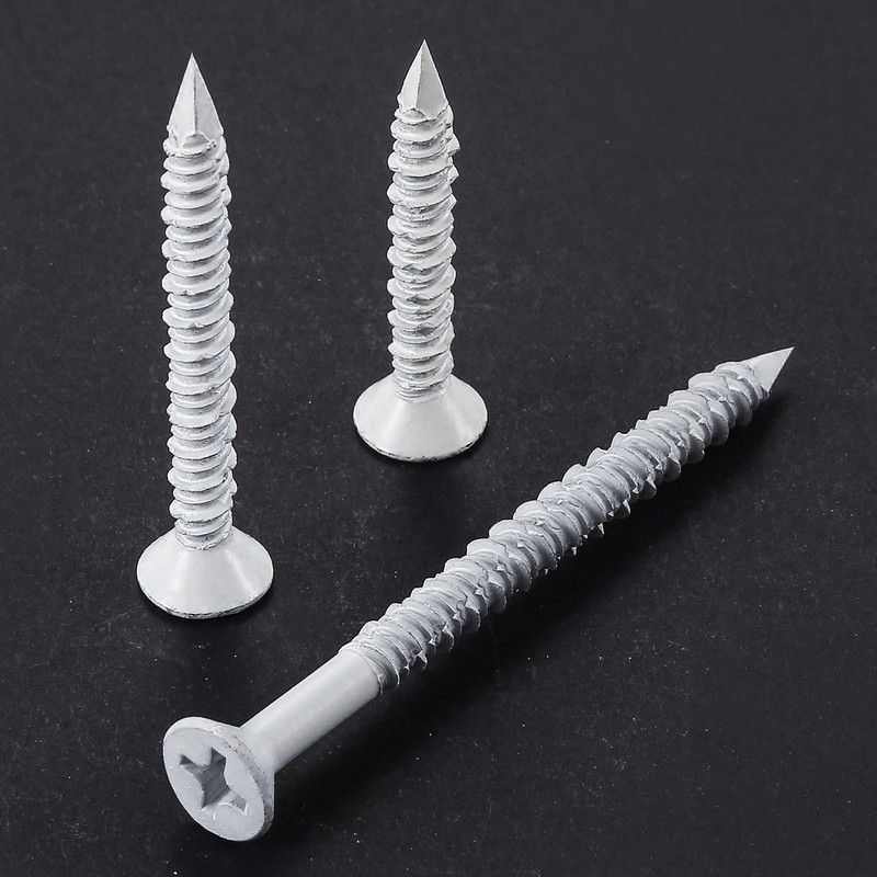 WenSilon(30 PCS) 1/4" x6 White Concrete Screw Anchor White Flat