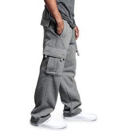 Haibin Zou Lu Men's Cargo Sweatpants Open Bottom Straight Leg Casual Loose Fit Baggy Athletic Jogger Pants with Pockets Grey
