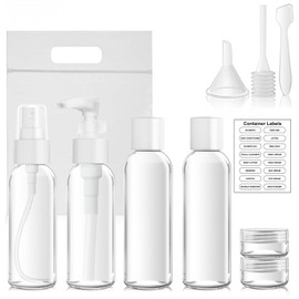 MORICOH 11 PCS Travel Bottles Set with 1 Flight Airport Security Liquid Bag, Travel Accessories, 60ml Bottles for Toiletries (Transparent)