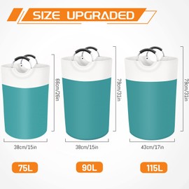 BlissTotes 90L Laundry Basket, Freestanding Laundry Hamper, Collapsible Dirty Clothes Hamper, Waterproof Fabric with Foam Protected Aluminum Handles for College, Dorm, Family (Green)