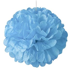 5ea - 8" Light Blue Tissue Pom Pom Christmas