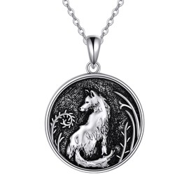 MONGAS Fox Necklace Sterling Silver Fox Pendant Necklace Animal Fox Jewelry for Women