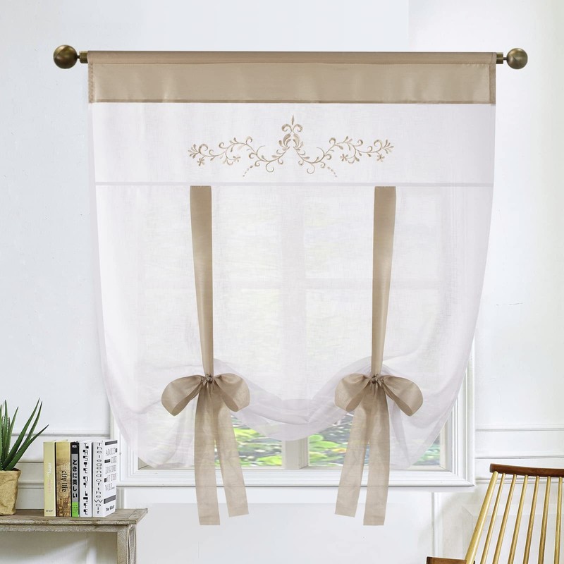 SIMPVALE 1 Piece Roman Blind Voile Curtains Window Decoration for