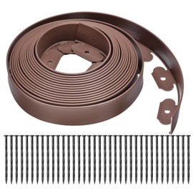 uxcell Landscape Edging, 1Pcs 40FT x 2" - No Dig Garden Edging Kit with 36 Stakes, Landscape Edging Border for Garden Lawn Flower Bed Yard Grass (Coffee)