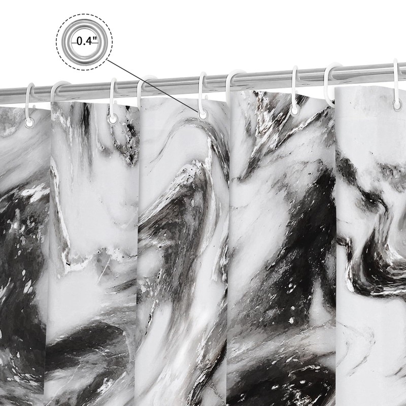 Gibelle Black and White, Abstract Marble Shower Curtain for Modern