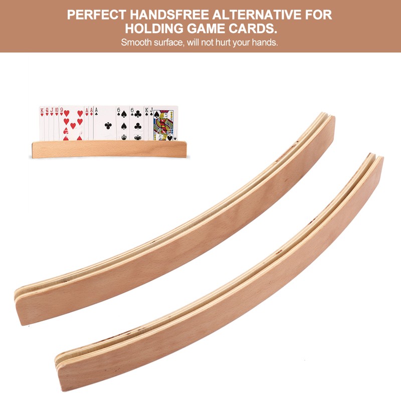 2pcs Wooden Pocker Stand Hands Free Playing Card Organizer Base