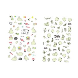 Beavorty DIY Nail Supplies Easter Bunny 6 Sheets Nail Art Sticker for Women Boys and Girls