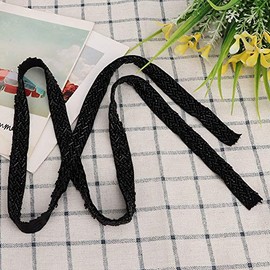 Cinta de Diamantes de Imitación para Ropa, 1 Yarda Tiras de Perlas de Cristal Plateado Brillante Rollo Cinta de Malla Decorativa para Bricolaje Boda Cumpleaños (1.5cm-Negro)