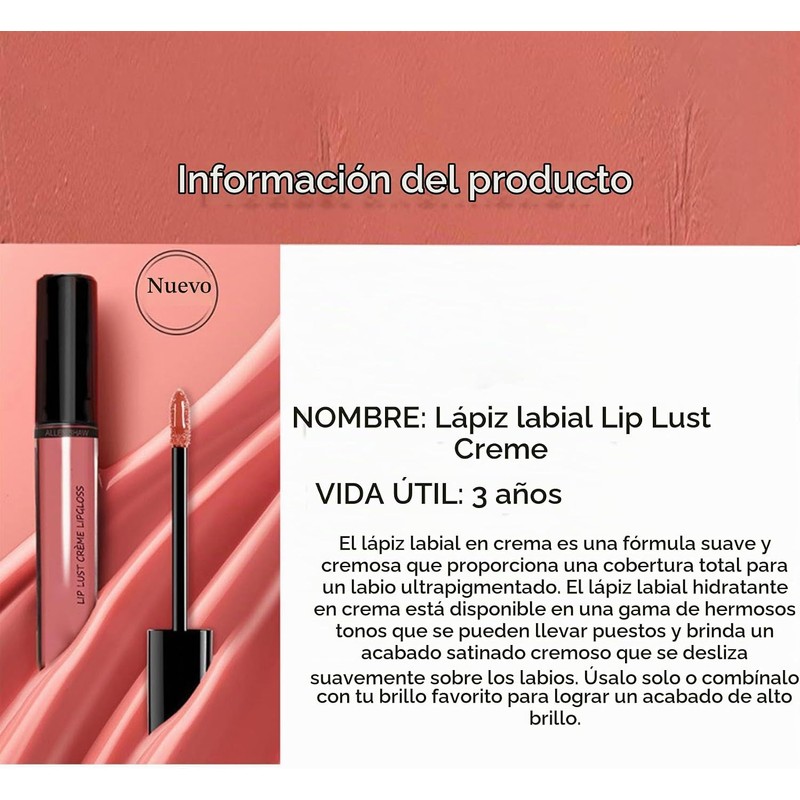 Labial Crema 12 colores hidratante y resistente al agua –