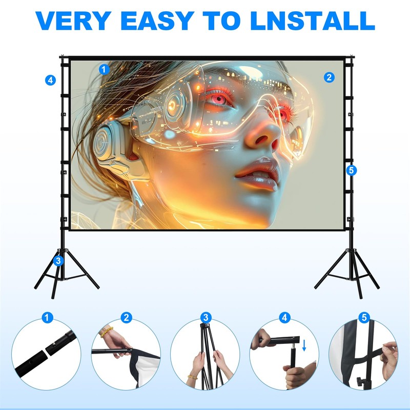150 inch Outdoor Projector Screen with Stand,DUYIKJ Portable Heavy Duty