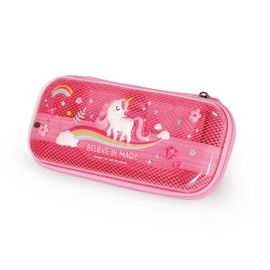 Legami - Wonderwow Unicorn Pencil Case, 2 Compartments and Pen Holder Inside, Inner Mesh Compartment, Zip, 23 x 11 x 5 cm