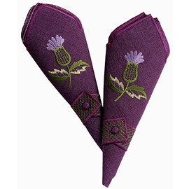 Justina Claire Pair of Napkins in a Glencoe Thistle Design.
