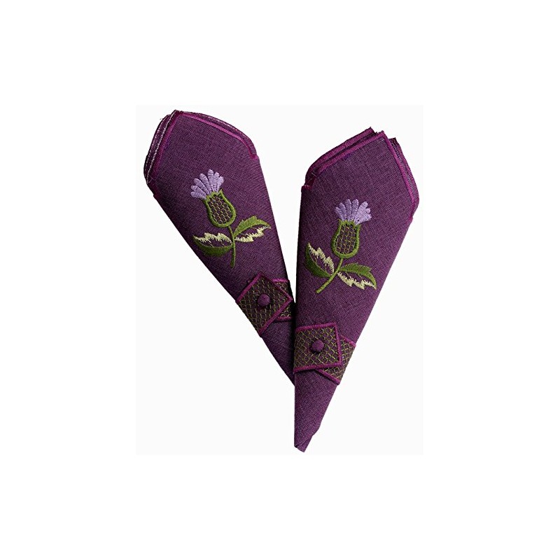 Justina Claire Pair of Napkins in a Glencoe Thistle Design.