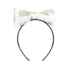 Motique Accessories 6 Inch Printed Stand Up Bow Hair Band Headband - White Pineapple